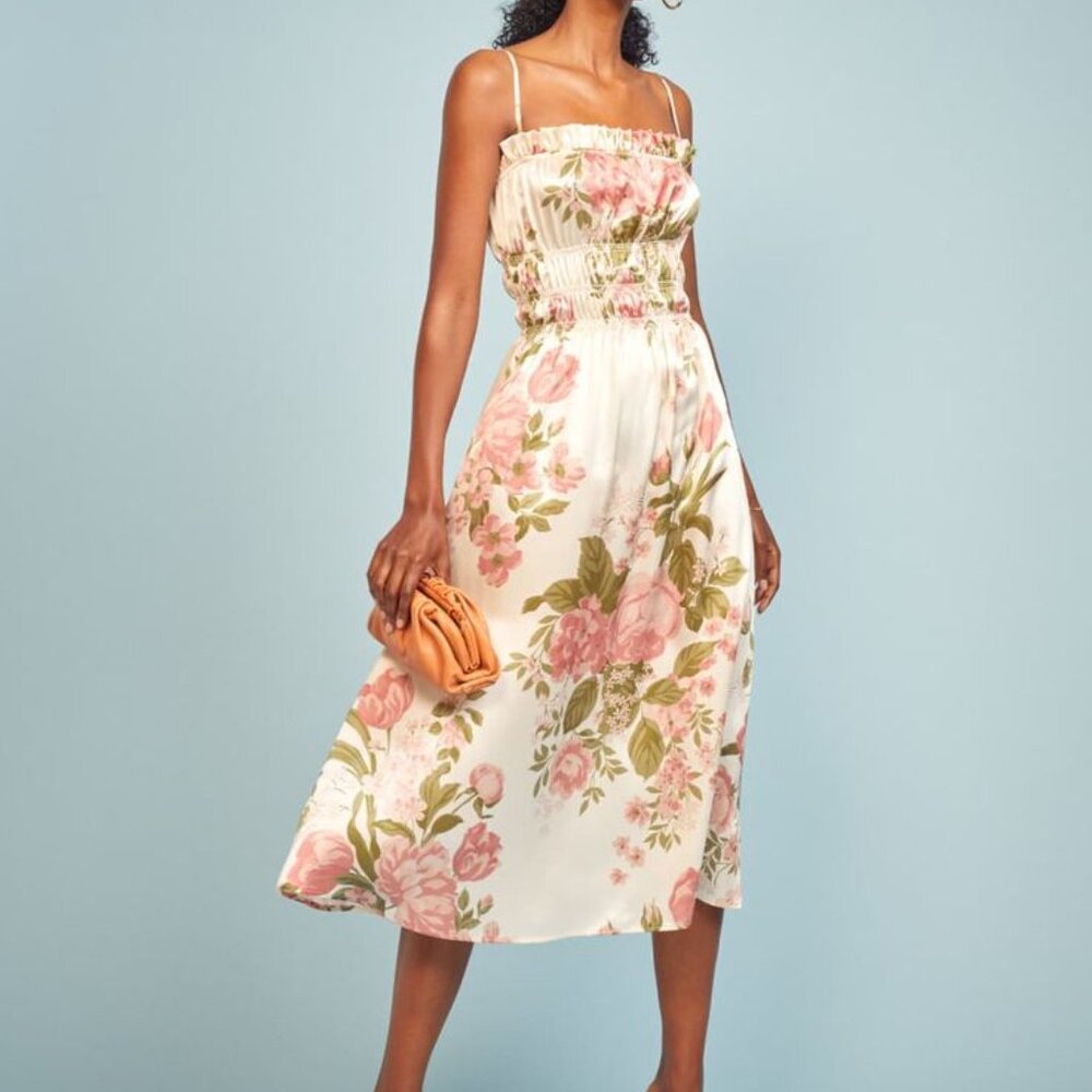 SOLD Reformation Plumeria silk floral dress